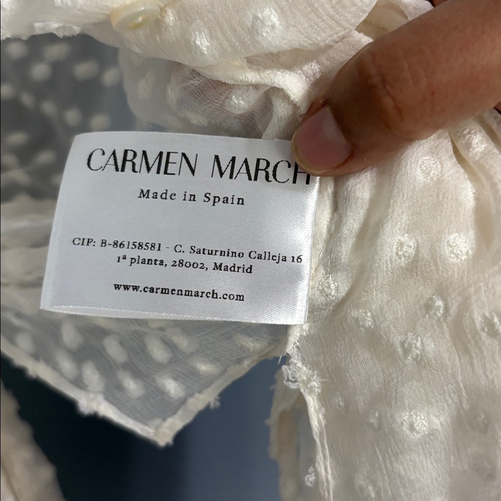 Carmen March Cream Sheer Polka Dot Blouse - Picture 5 of 5